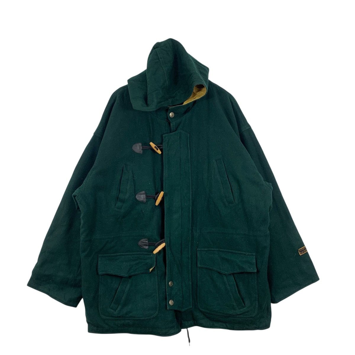 Vintage Vintage BOAT WORKS Green Quilted Duffle Coat Heavy Jacket Size US XL / EU 56 / 4 - 3 Thumbnail