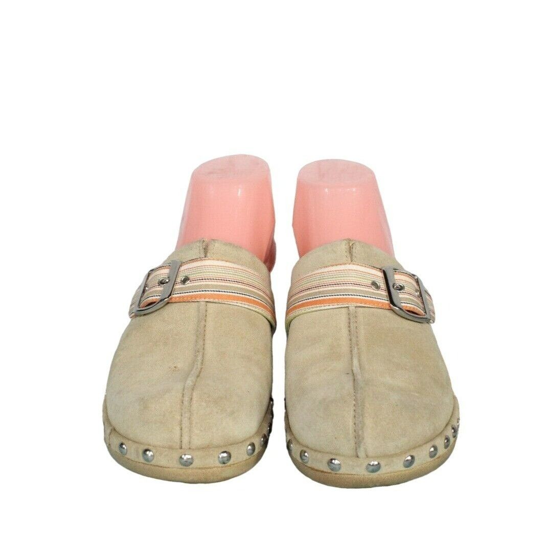 Ecco × Leather Ecco Women's Tan Suede Leather Strap Studded Mule Clogs Size US 7.5 / IT 37.5 - 5 Thumbnail