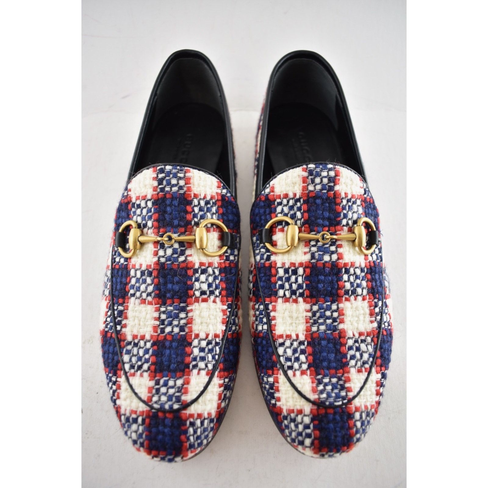 Gucci Gucci New Jordaan Blue Red White Black Tweed Check Size US 8.5 / IT 38.5 - 7 Thumbnail