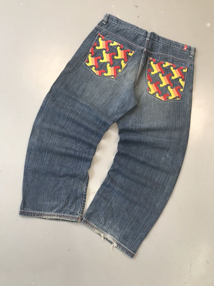 JNCO × Southpole × Vintage Vintage Y2K blue puzzle embroidered baggy fit denim Size US 40 / EU 56 - 2 Thumbnail