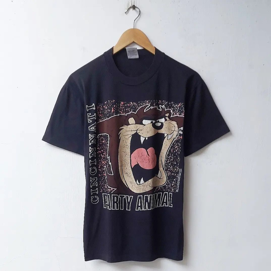 T-shirt Vintage Tazmanian Devil (Taz) Warner Bros - Rugby à Manches Longues - Taille XXXL Noir - Occasion Très Bon état