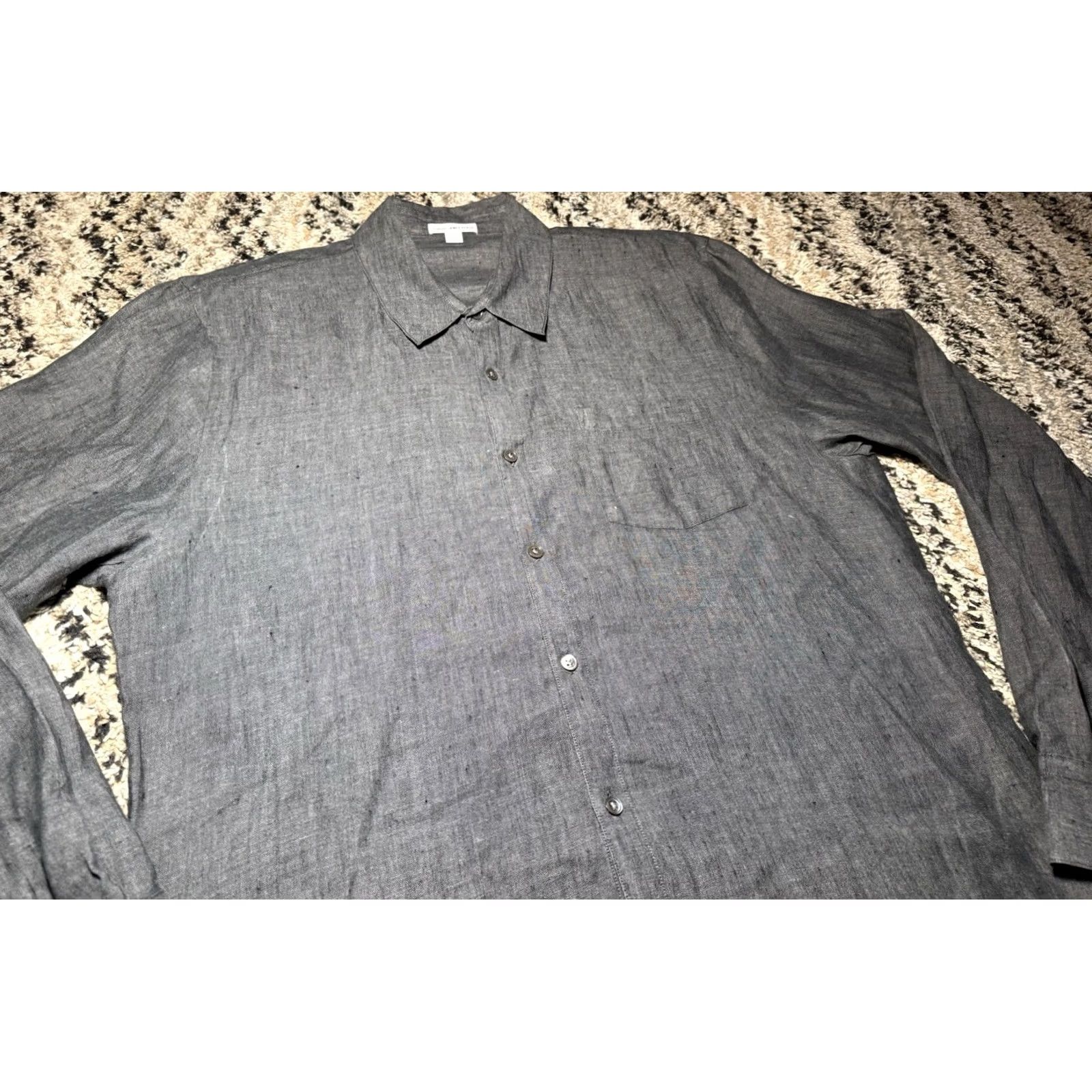 James Perse James Perse Men’s Button Shirt Size L 100% Linen Long Sleeve Gray India Dyed Button-Front Shirts Mens Size US L / EU 52-54 / 3 - 4 Thumbnail