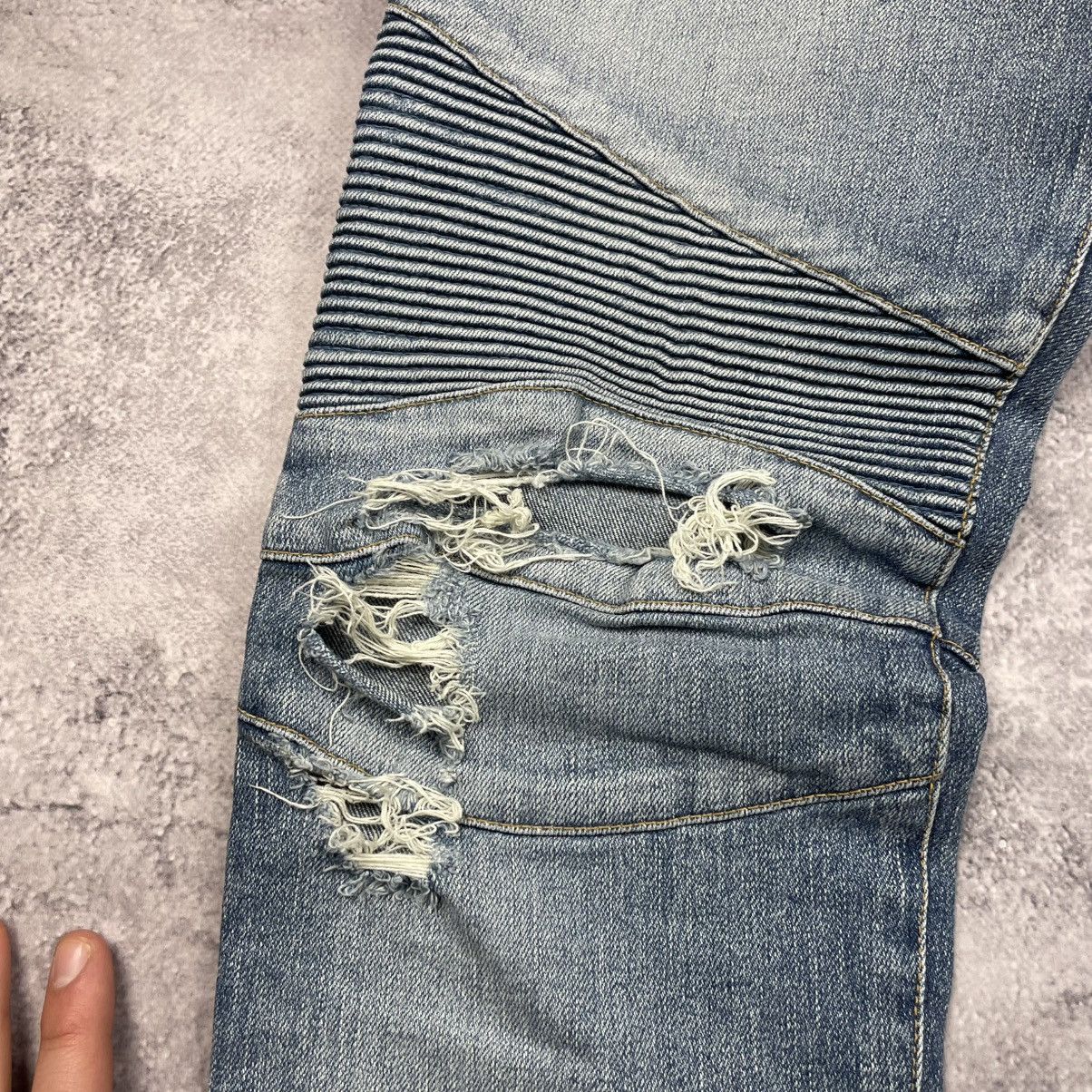 Balmain Balmain Light Blue Biker Stretch Denim Jeans Luxury Size US 34 / EU 50 - 21 Thumbnail