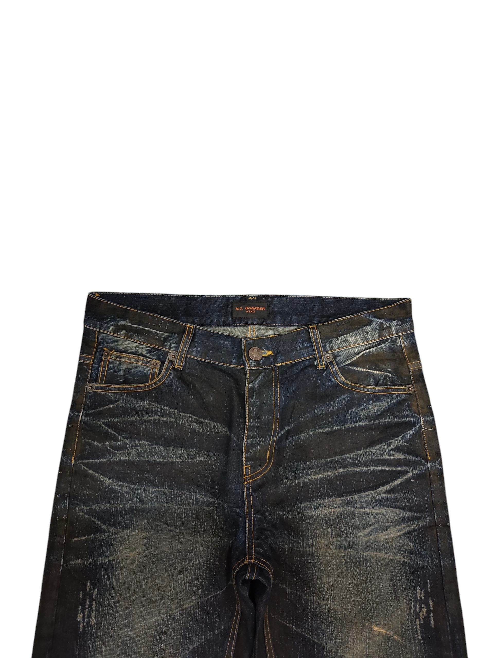 Number (N)ine × Undercover Vintage Boarder Japan Waxed Clawmark Distress Jeans Size US 34 / EU 50 - 2 Thumbnail
