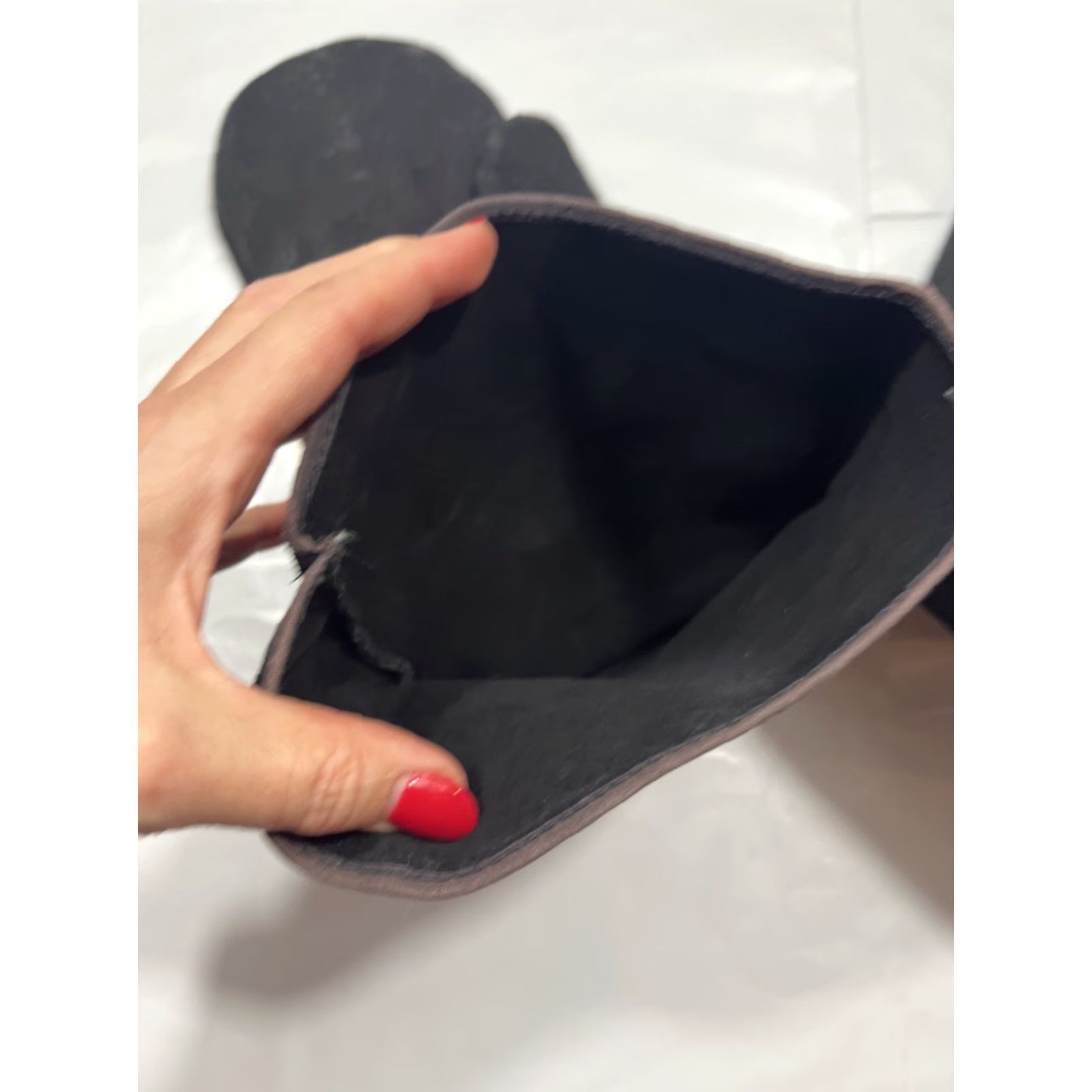 Vintage VINTAGE BLACK SUEDE LEATHER LONG MITTENS GAUNTLET COLD WEATHER lined New Men’s Small New Size ONE SIZE - 6 Thumbnail