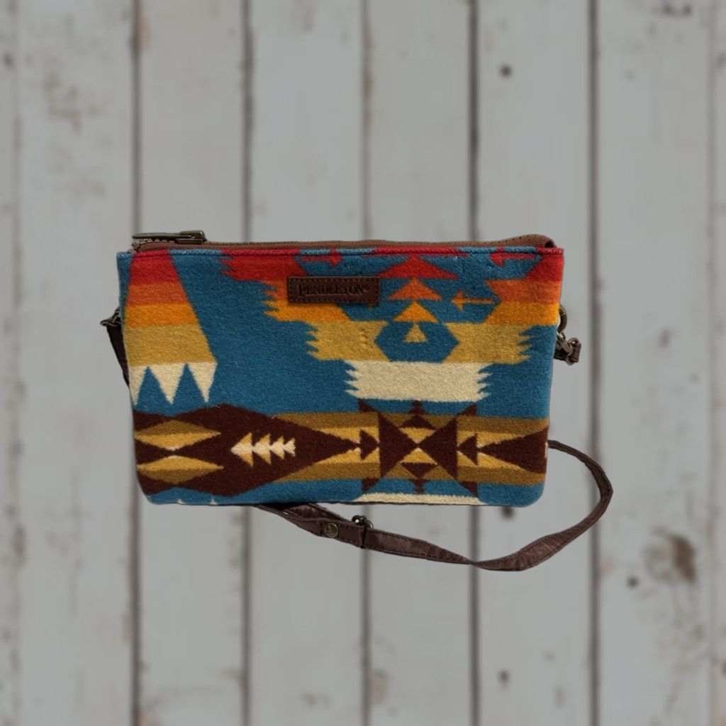 Pendleton PENDLETON Wool Crossbody Clutch Zipper Pouch Southwest Aztec Tribal Horse Pull Bag Women Small Navy Multicolor Geometric Crossbody Accessories Size ONE SIZE - 1 Thumbnail