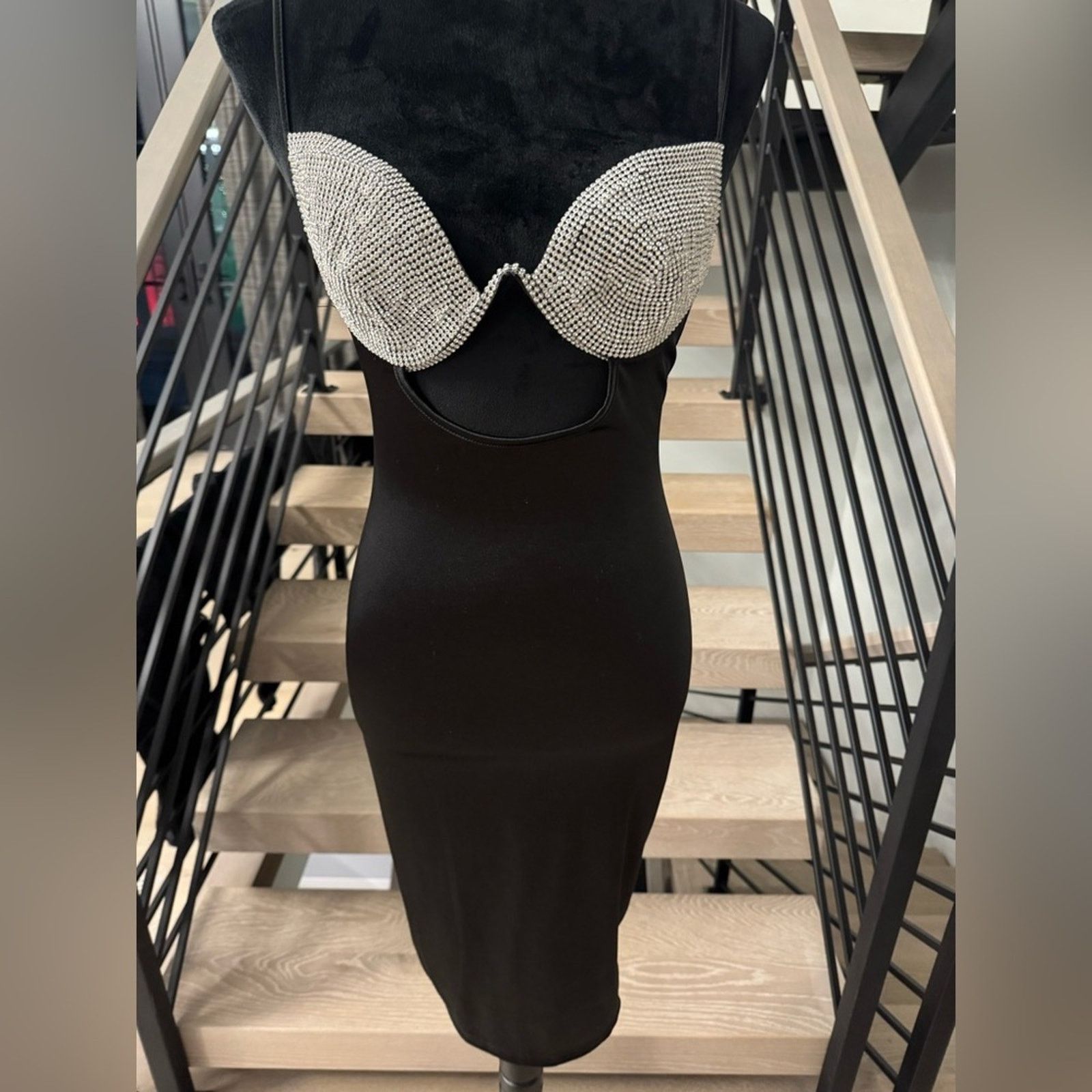 Other Black Silver Women's Bodycon Satin Rhinestones Dress size S Size S / US 4 / IT 40 - 4 Thumbnail