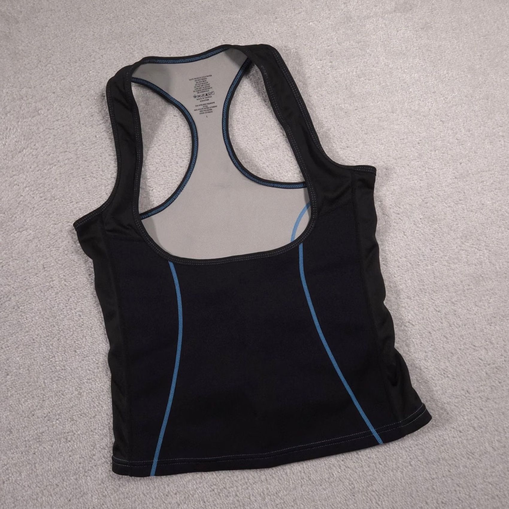 Vintage Delfin Shirt Womens Large Tank Top Racerback Neoprene Black Blue Sleeveless Gym & Training Slimming Sauna Fashion Shirt Ladies L Size L / US 10 / IT 46 - 2 Thumbnail