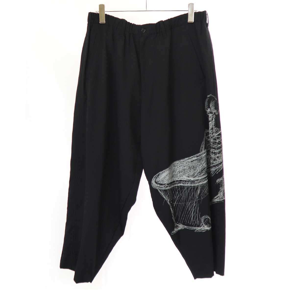 Yohji Yamamoto Yohji Yamamoto Pour Homme 16SS Skull Print Easy Pants Size US 35 - 1 Thumbnail