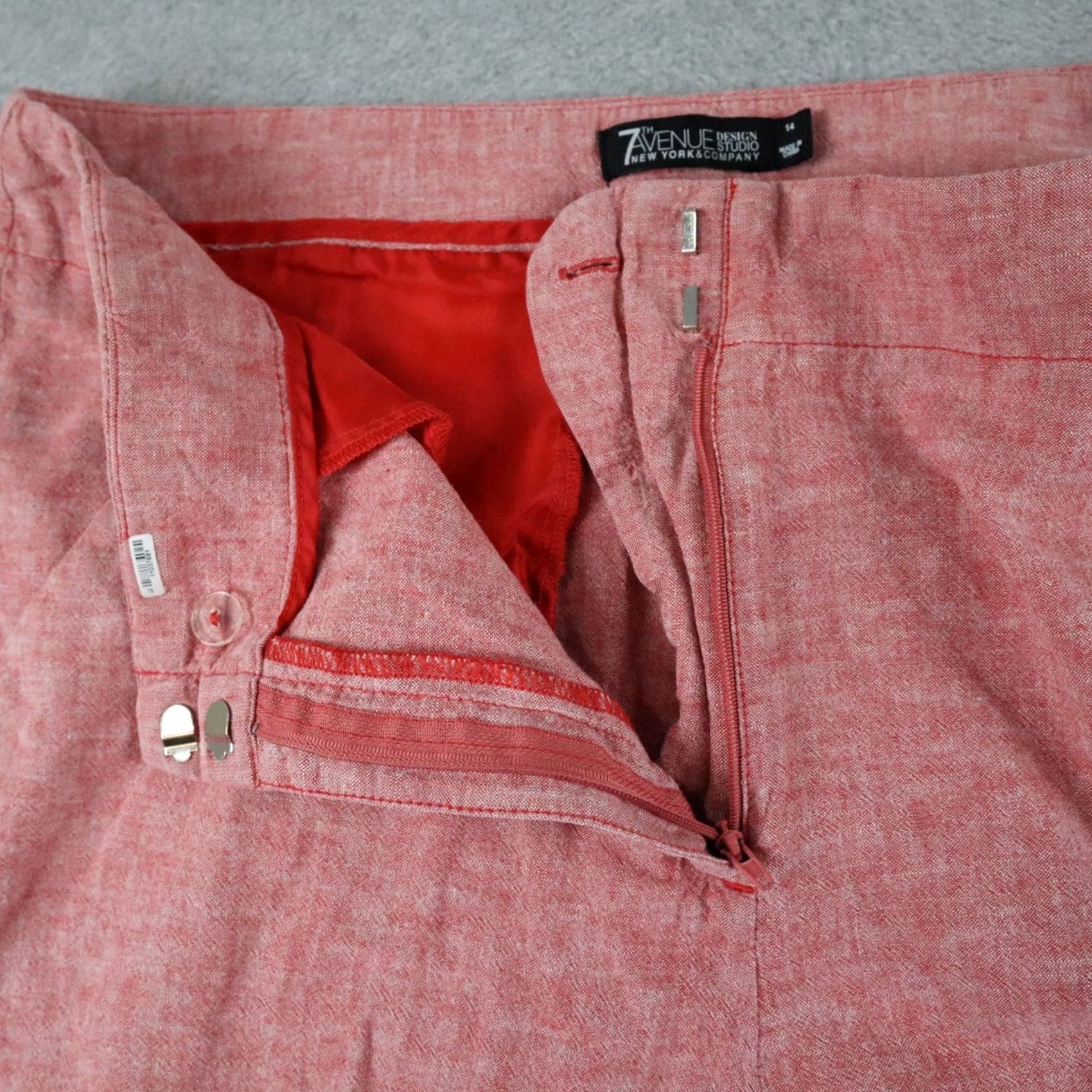 Vintage 7th Avenue NY & Co Pants Womens 14 Linen Blend Chino Slacks Flat Front Red Size 36" / US 14 / IT 50 - 2 Thumbnail