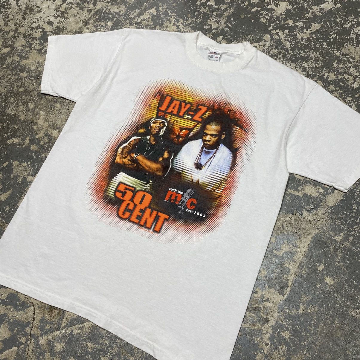 Rap Tees × Vintage Vintage Jay Z & 50 Cent Rock The Mic Fest Hip Hop Rap Tshirt Size US L / EU 52-54 / 3 - 2 Thumbnail