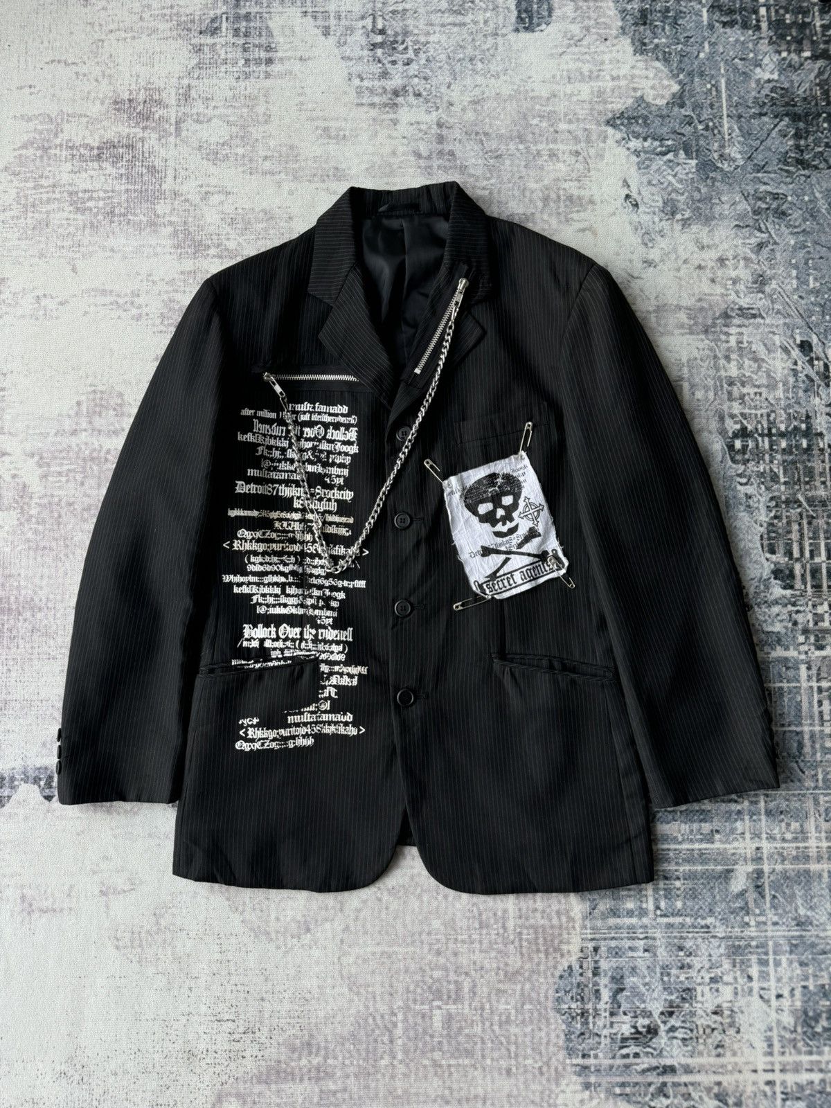 Japanese Brand Secret Agent Punk Chains Pins Riot Poem Blazer Jacket Size US M / EU 48-50 / 2 - 1 Thumbnail