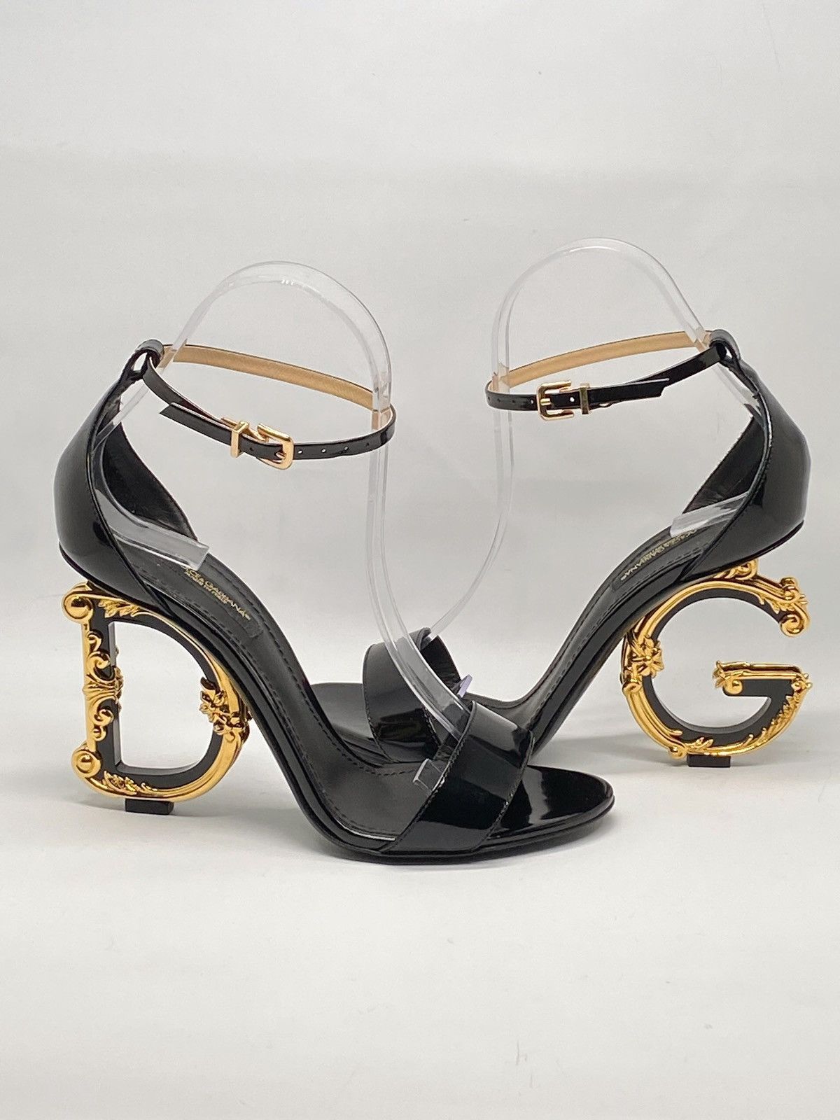 Dolce & Gabbana Dolce&Gabbana Sculpted-Heel DG Leather Sandals size 37 Size US 7 / IT 37 - 1 Thumbnail