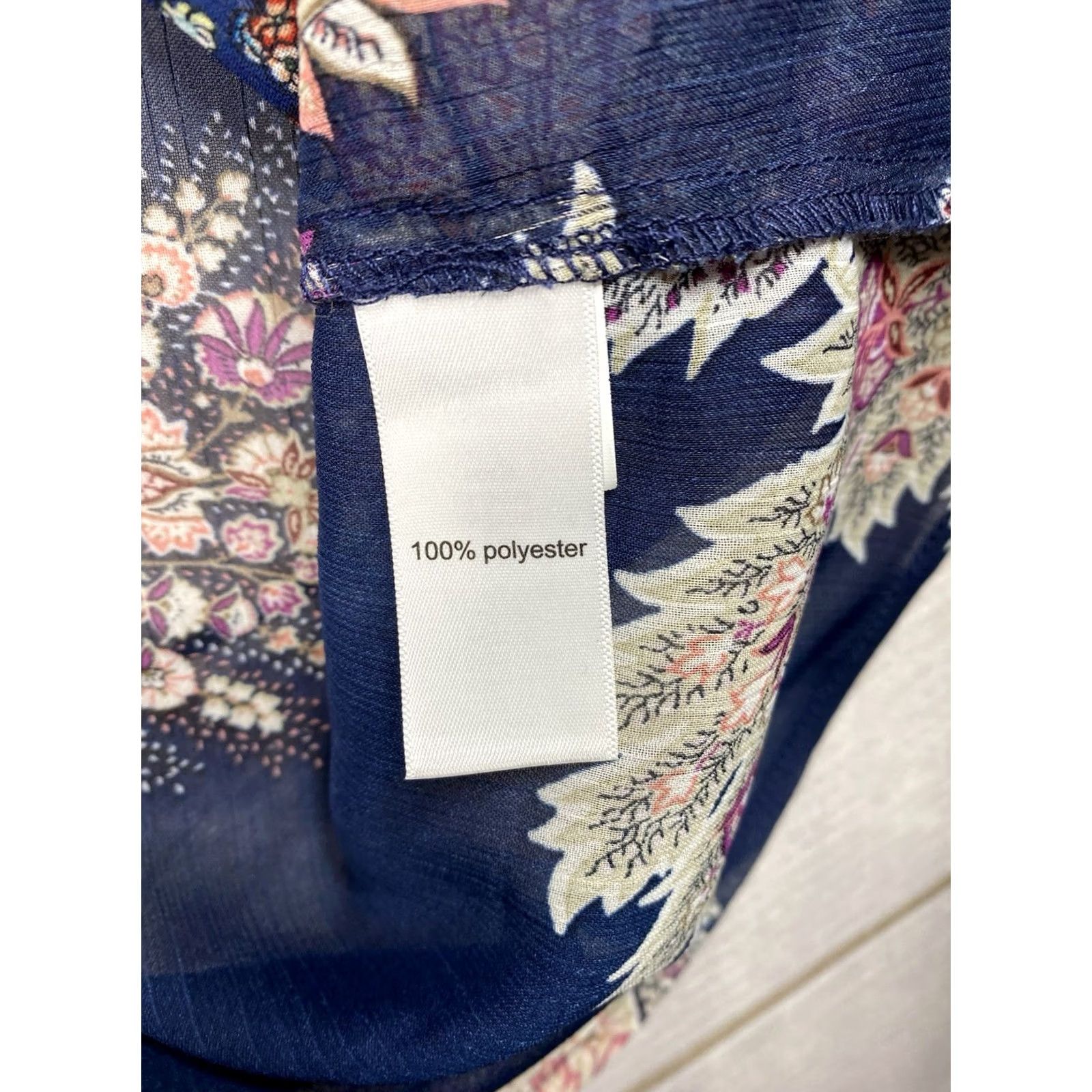 Vintage Maurices Open Front Cardigan 3X Plus Blue Floral Bohemian Sheer Bell Sleeve Chiffon Lightweight Sweater Shirt Womens Size XXL / US 16-18 / IT 52-54 - 6 Thumbnail