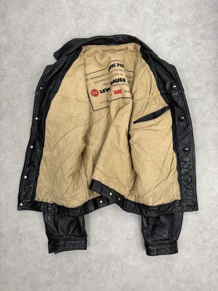 Levi's Levis Black Leather Bomber Trucker Jacket Size US M / EU 48-50 / 2 - 7 Thumbnail