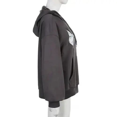 Japanese Brand Hoodie Weekeep Harajuku Bow Print Loose Hoodies Autumn Size ONE SIZE - 4 Thumbnail