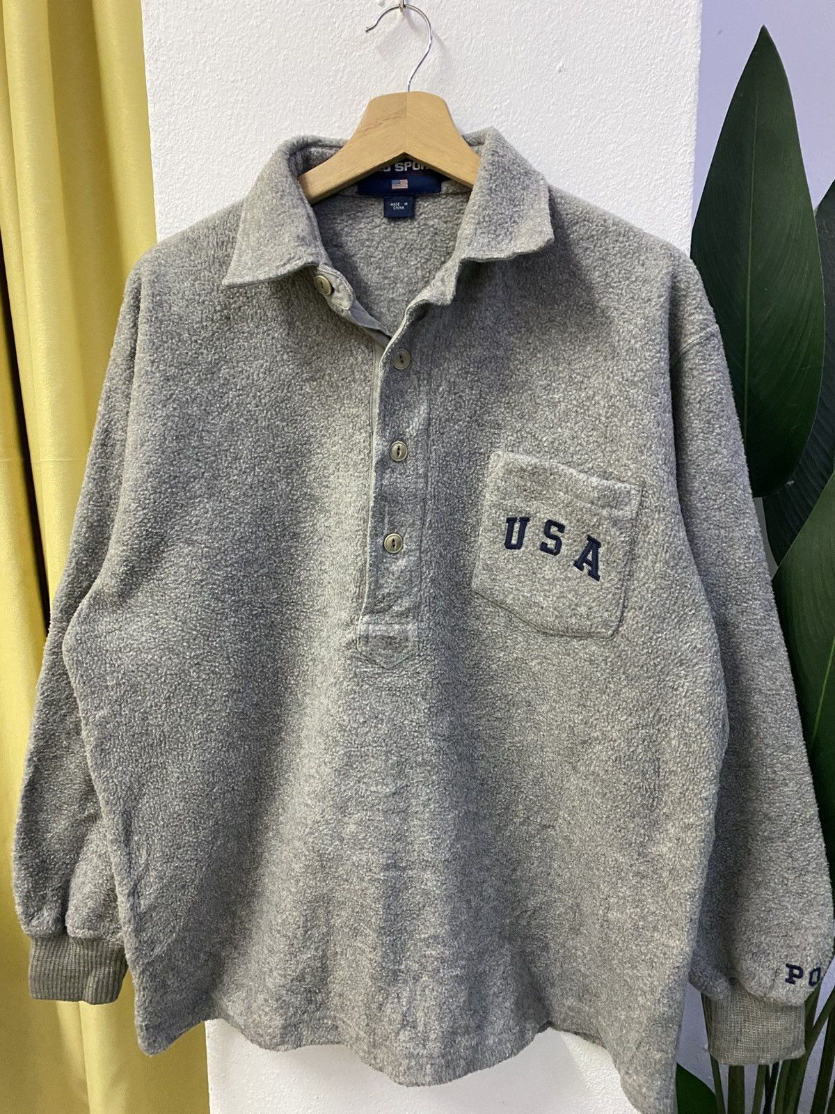 Polo Ralph Lauren × Ralph Lauren × Vintage Vintage Polo Sport Ralph Lauren Collared Fleece Sweatshirt Size US M / EU 48-50 / 2 - 3 Thumbnail