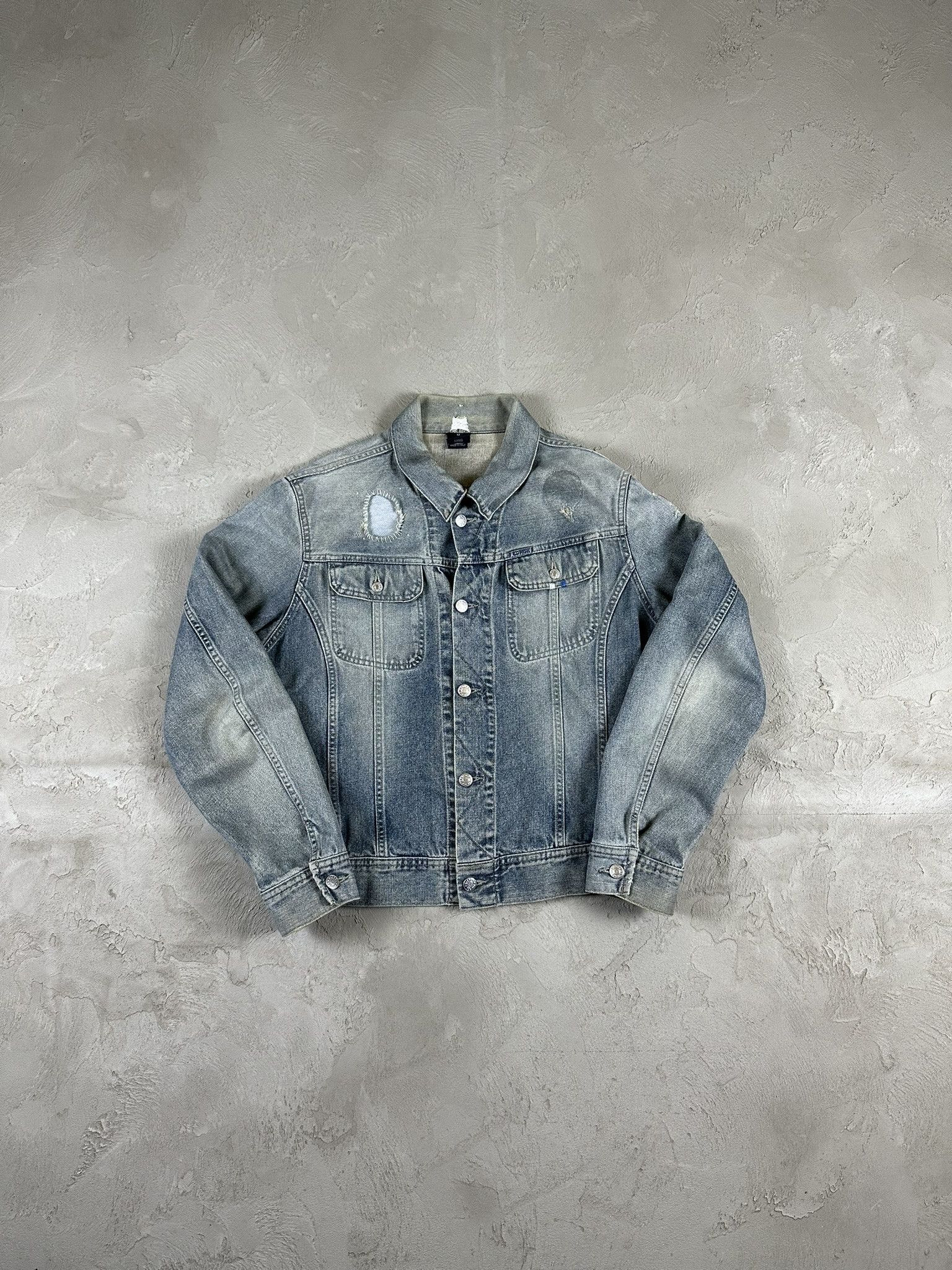 Diesel Vintage Y2k Diesel Faded Washed Denim Trucker Jacket 00s Size US M / EU 48-50 / 2 - 1 Thumbnail