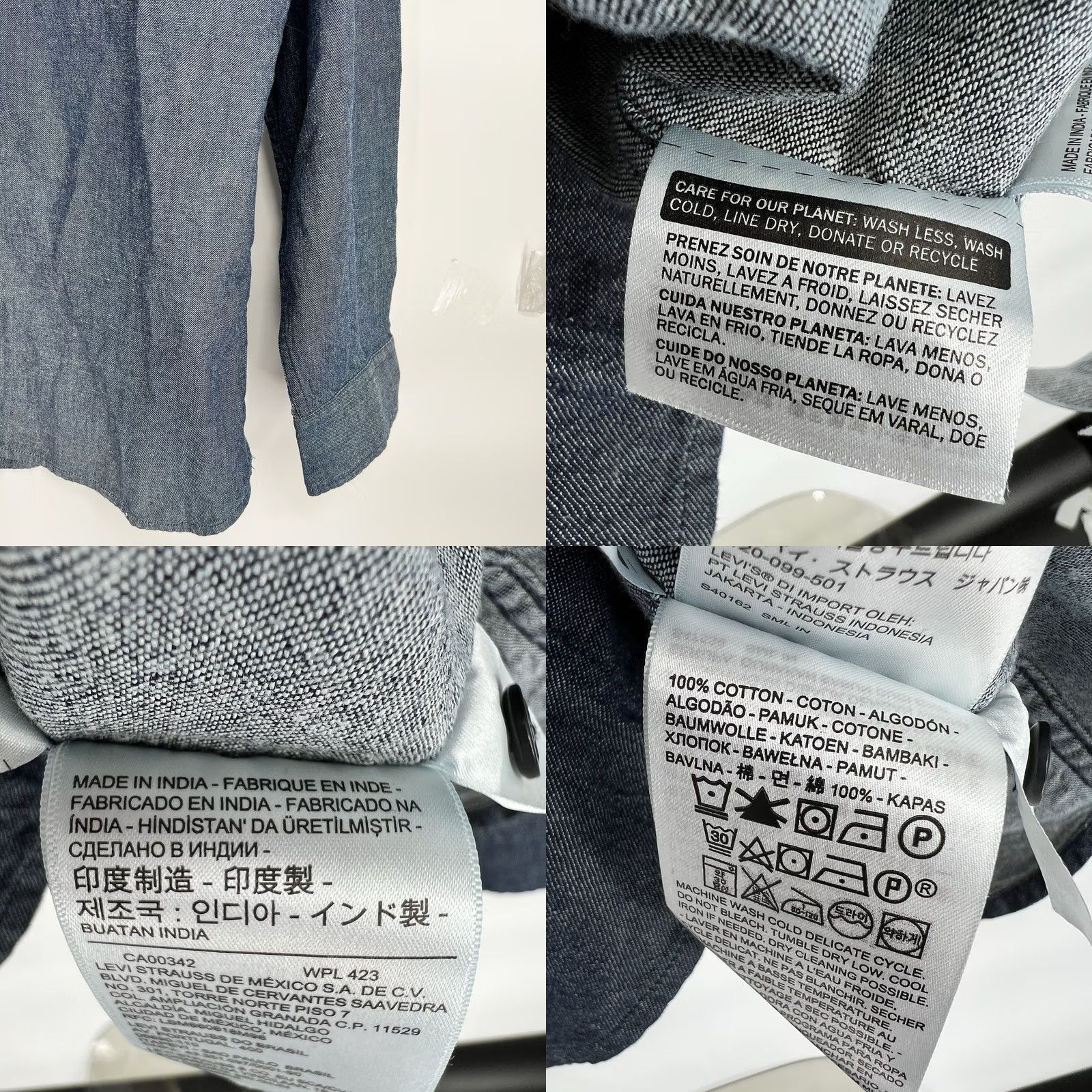 Levi's Levi's Made & Crafted New Standard Shirt Dark Wash Denim Relaxed Fit Long Sleeve Button-Up Size L Blue Mens Fashion Western Travel Winter Size US L / EU 52-54 / 3 - 8 Thumbnail