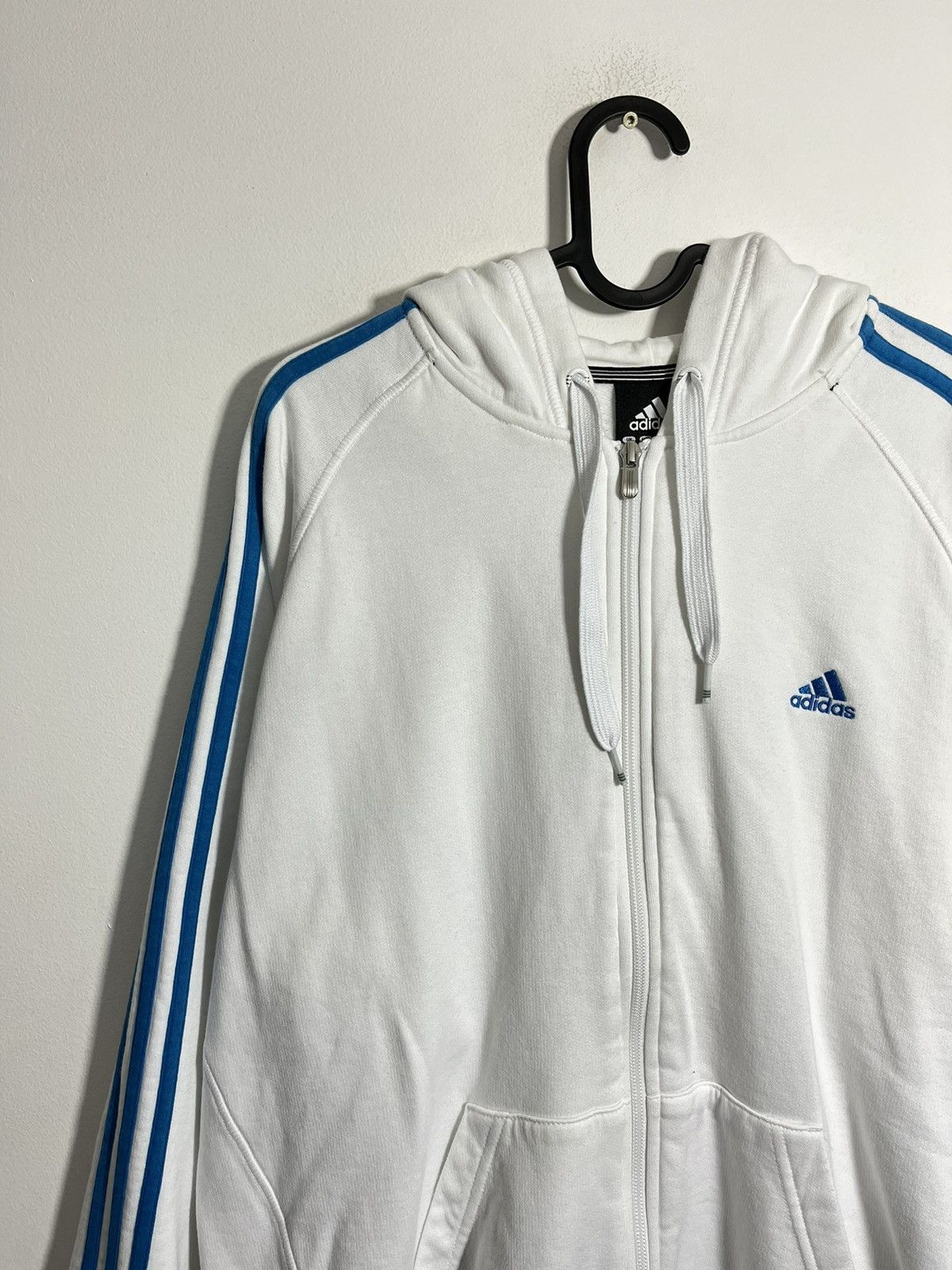 Adidas × Vintage Adidas 00s Vintage Classic Arm Stripes Zip Up White Hoodie Size US XL / EU 56 / 4 - 3 Thumbnail