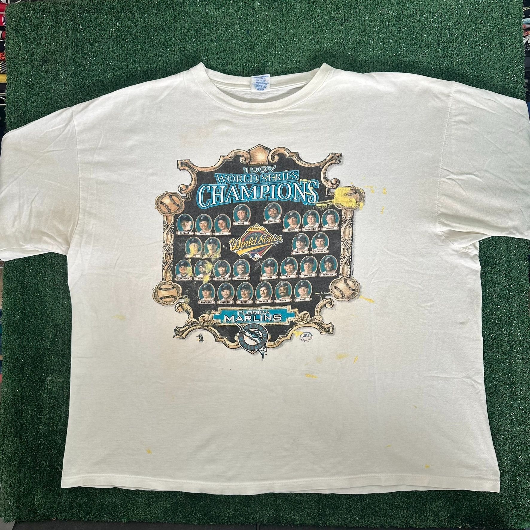 Starter Vintage 90s Florida Miami Marlins T-Shirt 1997 World Series Size US XXL / EU 58 / 5 - 1 Thumbnail