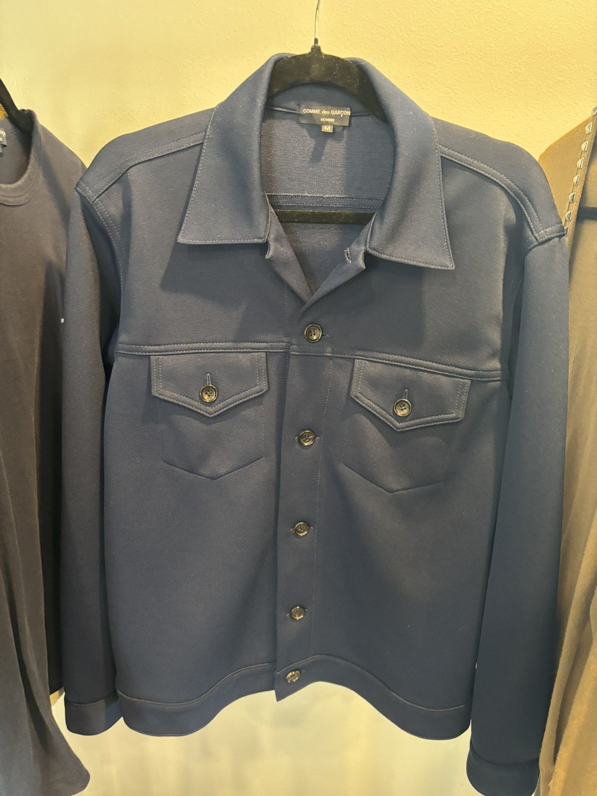 Comme des Garcons Homme Comme Des Garçon AW03 Navy Blue Collar Jacket 👔 Size US M / EU 48-50 / 2 - 1 Thumbnail