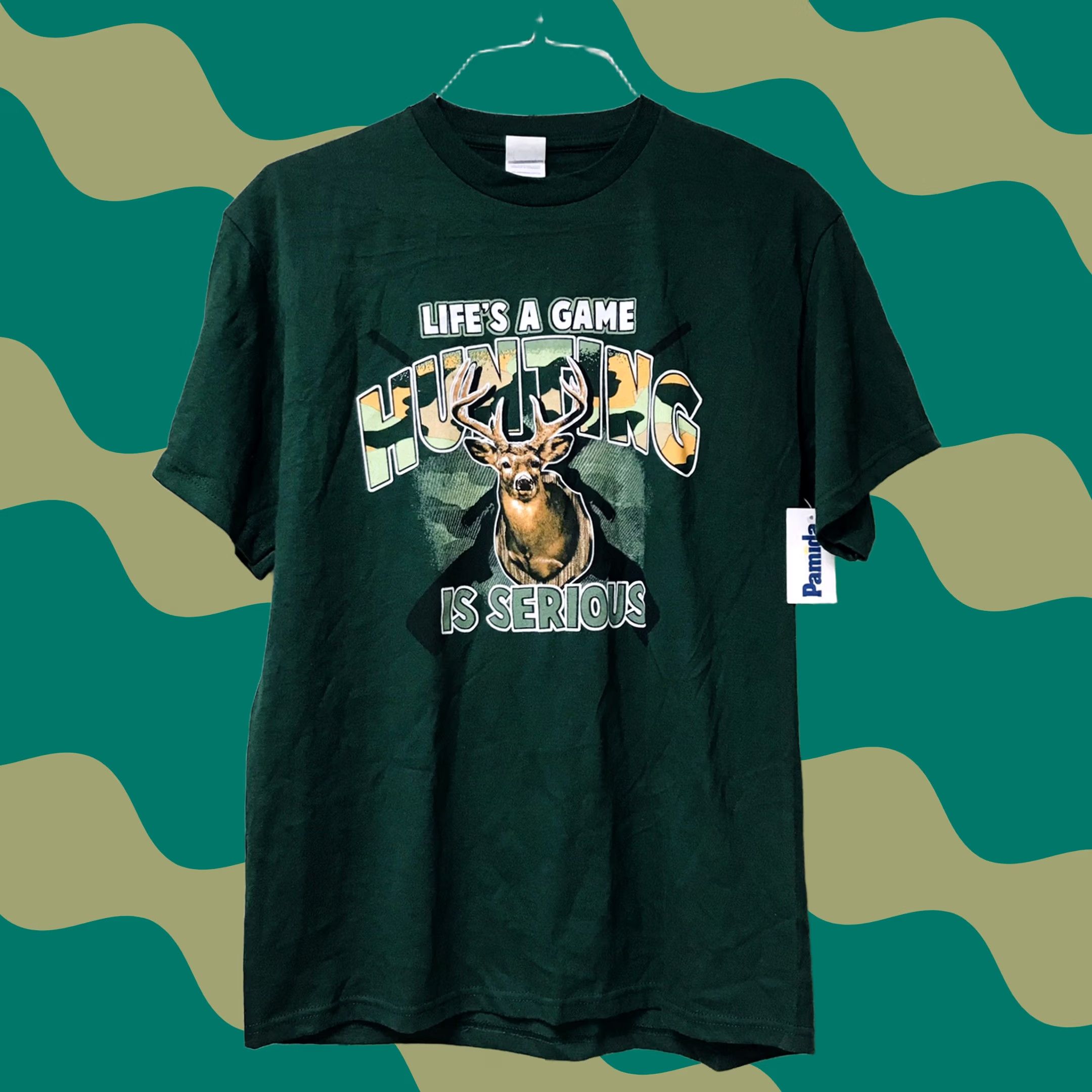 Delta Delta Men Life's a Game Hunting is Serious Preshrunk Graphic T-Shirt L Green Size US L / EU 52-54 / 3 - 1 Thumbnail