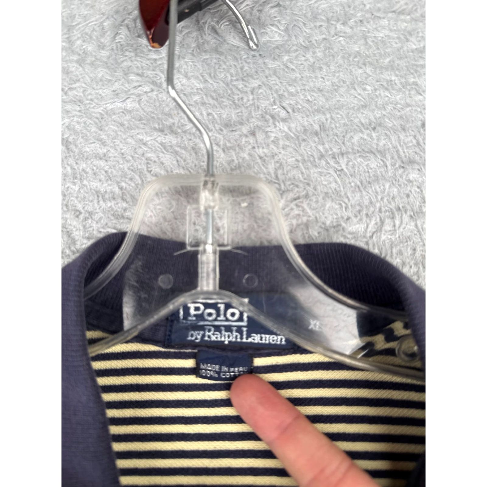 Ralph Lauren VINTAGE Ralph Lauren Polo Shirt Adult XL Blue Yellow Stripe 100% Cotton Short Sleeve Mens Slim Fit Size US XL / EU 56 / 4 - 7 Thumbnail