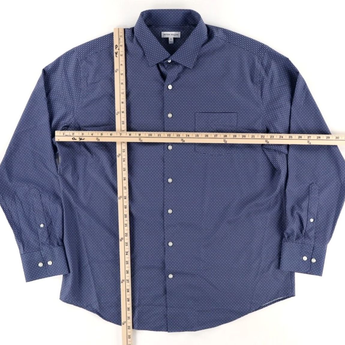 Peter Millar Peter Millar Winnipeg Poplin Polyester Solid Long Sleeve Button Up Shirt Azuri Blue Men's XL Size US XL / EU 56 / 4 - 3 Thumbnail