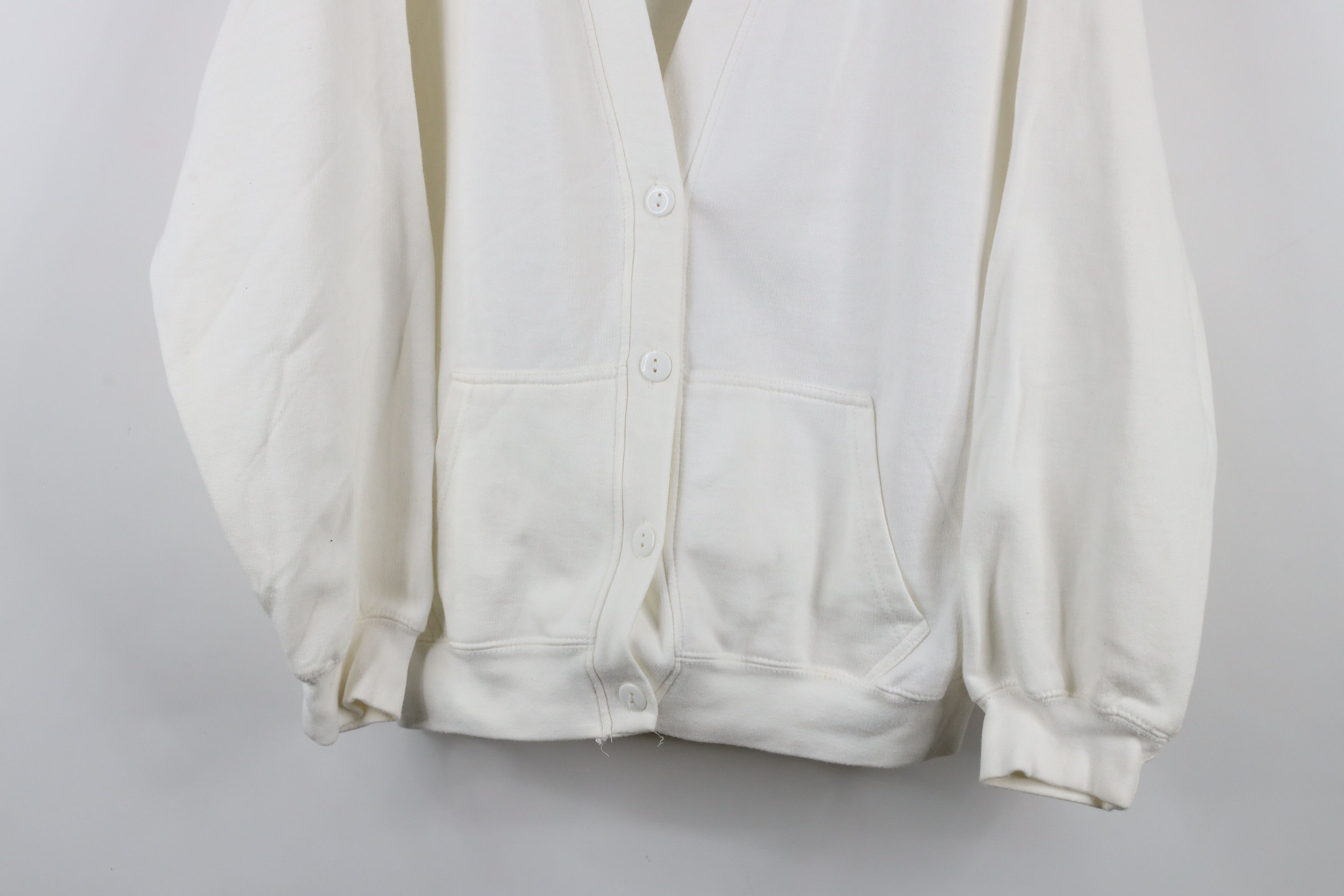 Vintage Vintage 90s Streetwear Button Cardigan Sweatshirt White Size L / US 10 / IT 46 - 3 Thumbnail