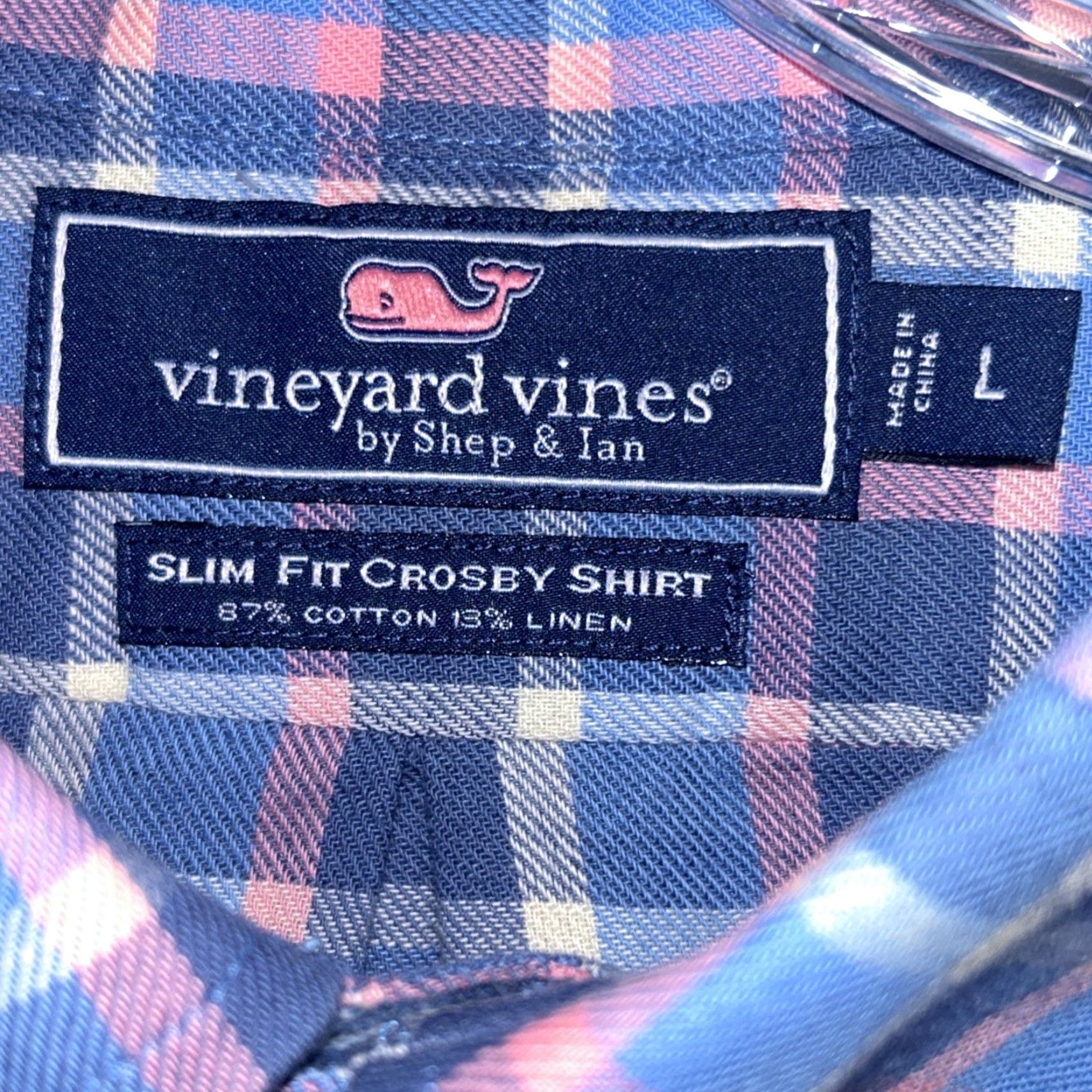 Vineyard Vines Vineyard Vines Crosby Shirt Shirt Button-Down L Blue Plaid Slim Fit Mens Long Sleeve Button-Up Size US L / EU 52-54 / 3 - 3 Thumbnail