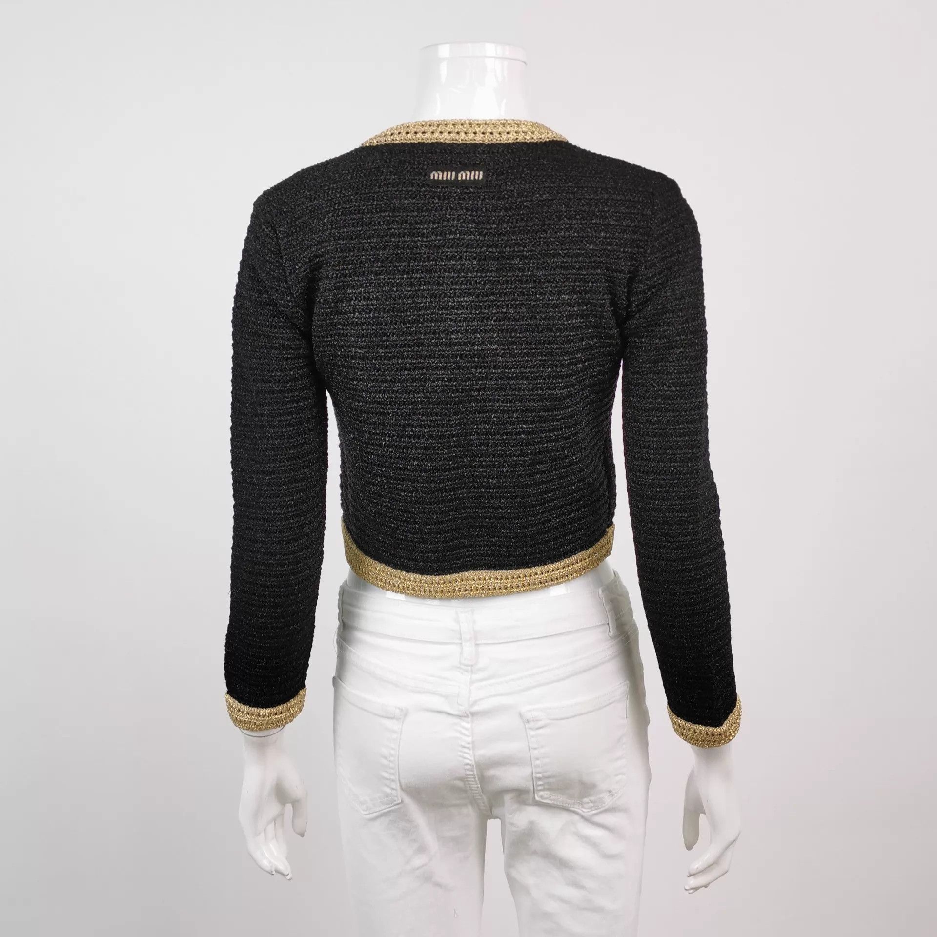 Miu Miu MIU MIU Black & Gold Chanel-Inspired Jacket Women's Size XS / US 0-2 / IT 36-38 - 3 Thumbnail