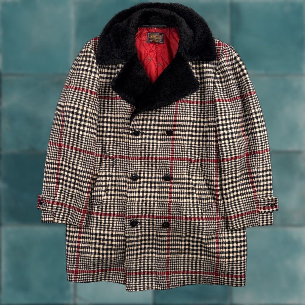 Pendleton VINTAGE Pendleton Jacket Wool Plaid Chore Coat Black Brown USA Double Breast 60s 1960s Men Size L Vintage Mens Outer Shell Pockets Size US L / EU 52-54 / 3 - 1 Thumbnail