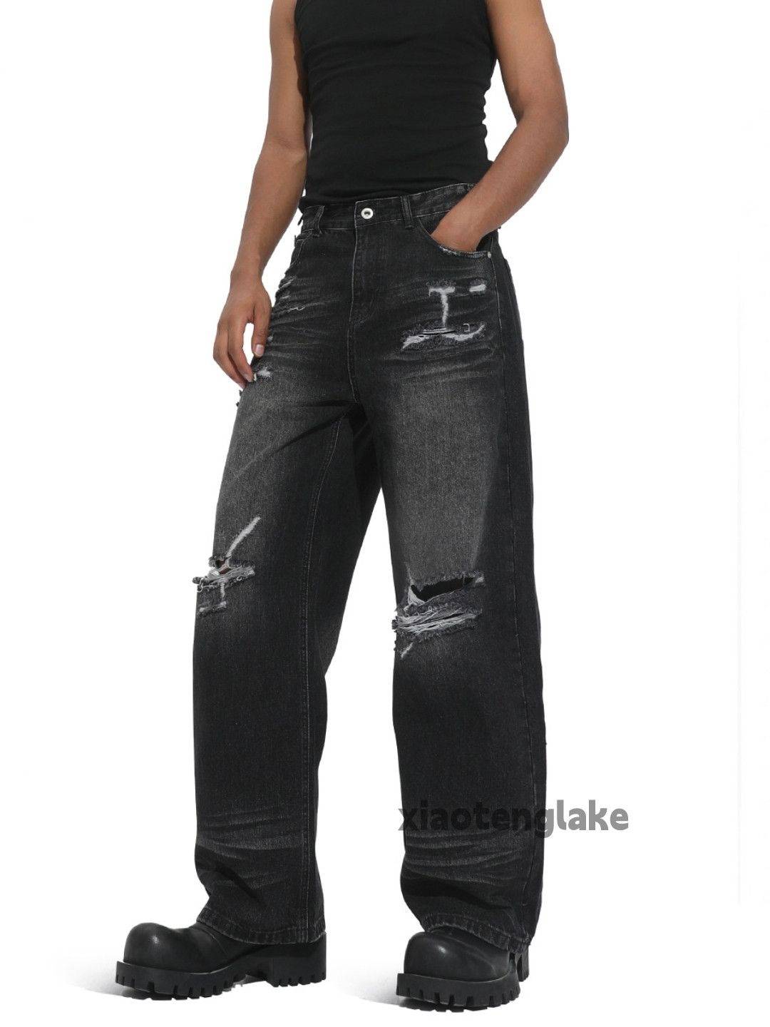 Jean ltx vintage washed faded ripped skate hiphop jeans Size US 32 / EU 48 - 2 Thumbnail