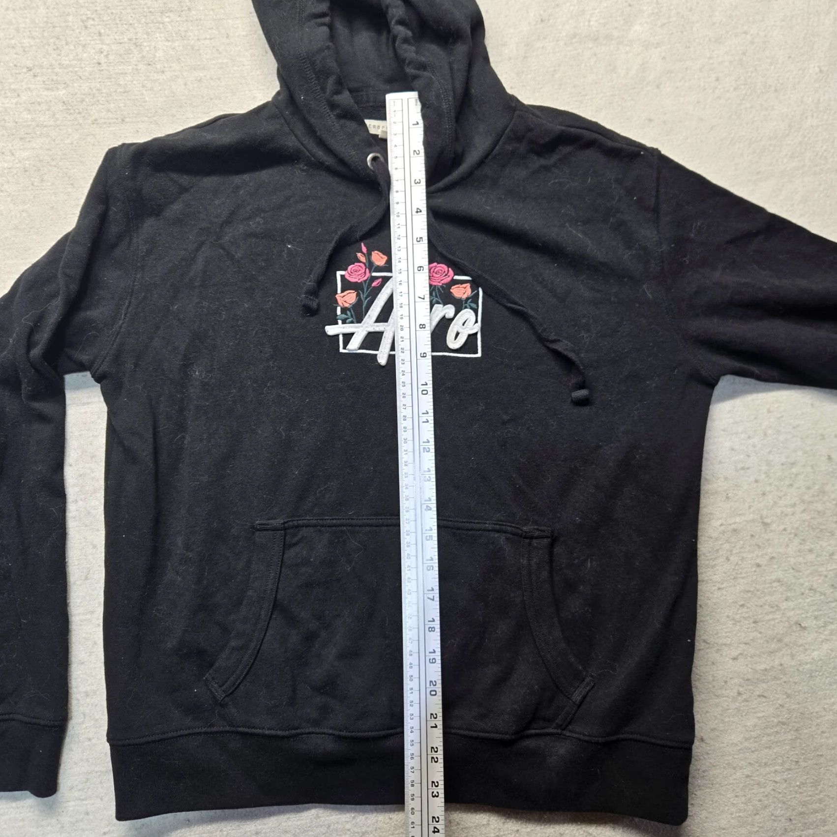Vintage Aéropostale Logo Floral Sweater Hoodie Adult Women L Large Black Floral Logo Hoodie Pullover 80s Preppy Sportswear Women Size L / US 10 / IT 46 - 7 Thumbnail