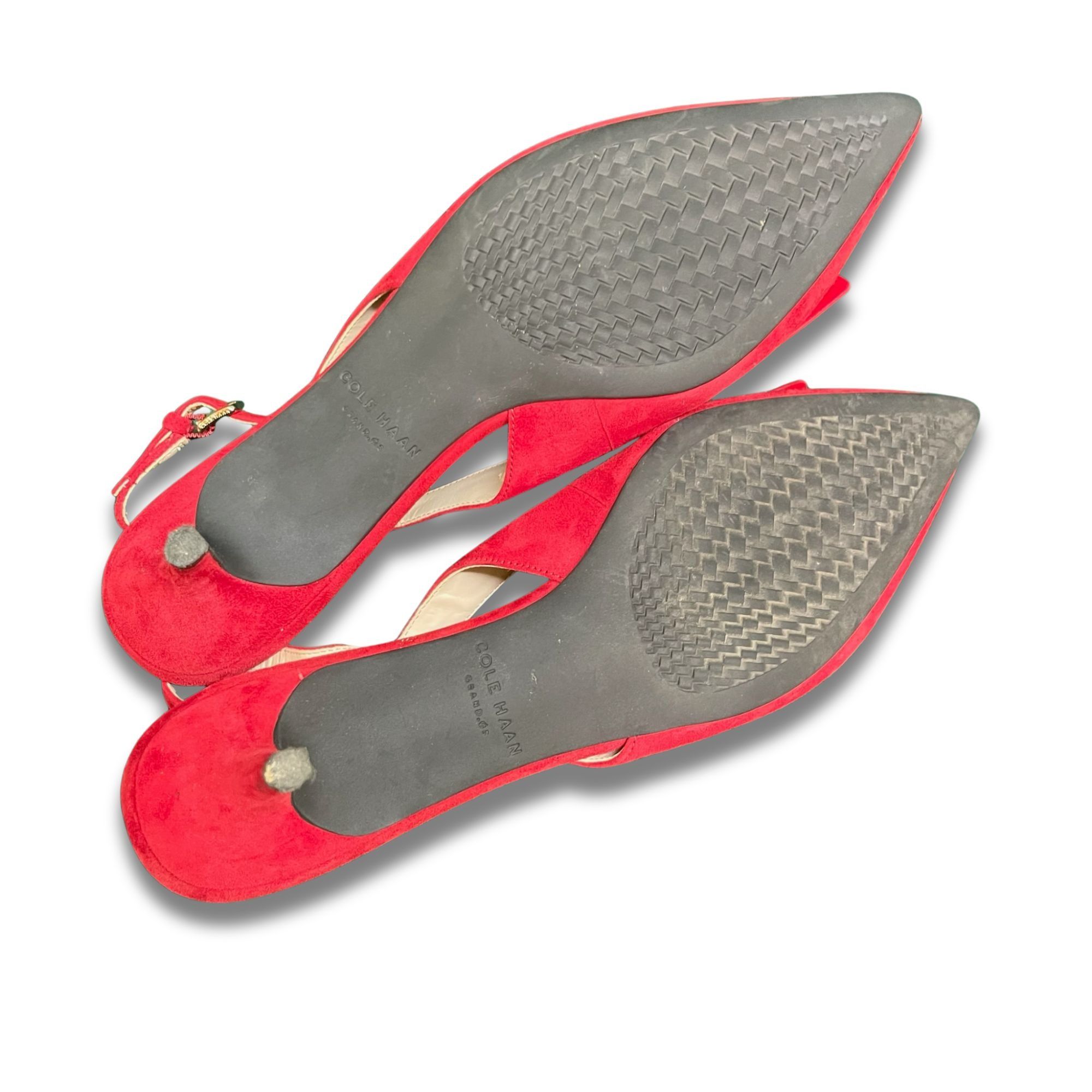Cole Haan Cole Haan Tali Bow Slingback Pumps Red Suede Pointed Toe Kit Size US 7.5 / IT 37.5 - 6 Thumbnail