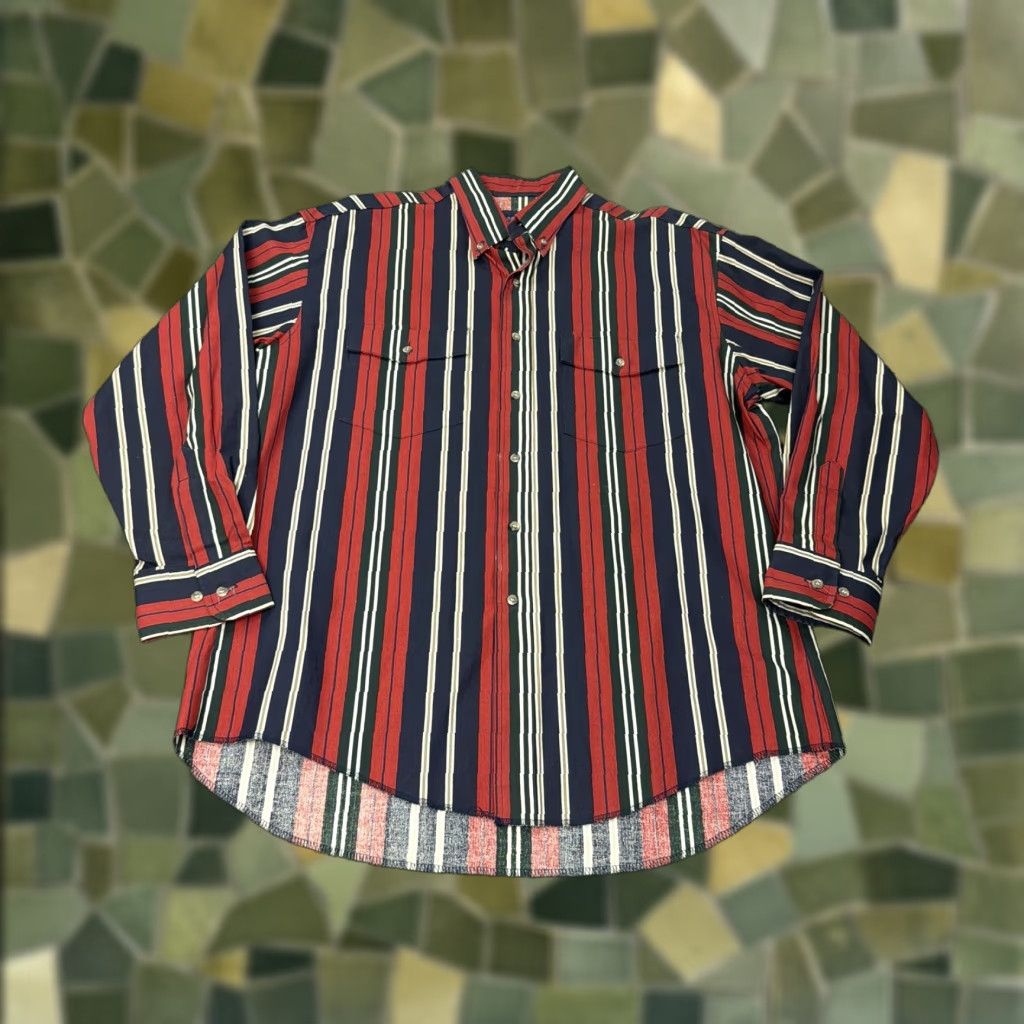 Wrangler VINTAGE Wrangler Shirt Mens L XL-Long Tail Rockabilly Stripe Cowboy Western Size US L / EU 52-54 / 3 - 1 Thumbnail