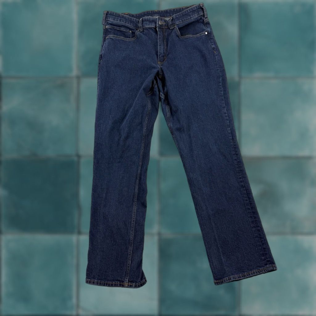 Denime Duluth 40 Grit Jeans Slim Fit Denim 34x32 Dark Wash Cotton Spandex Mens Jeans 5-Pocket Button Zip USA Logo Cowboy Style Regular Rise Slimming Stretch Size US 34 / EU 50 - 1 Thumbnail