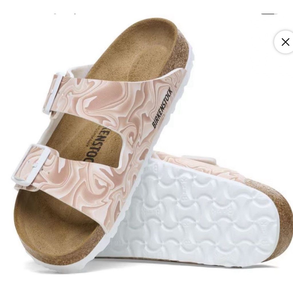 Birkenstock Birkenstock Arizona Marbled Birko-Flor Sandals Size 7 Beige Size US 7 / IT 37 - 1 Thumbnail