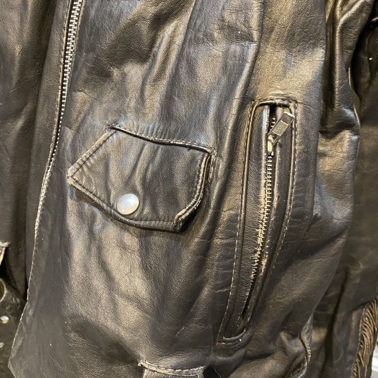Harley Davidson VTG Chrome Specialties Fringe Leather BikerJacket USA Harley Size US M / EU 48-50 / 2 - 12 Thumbnail