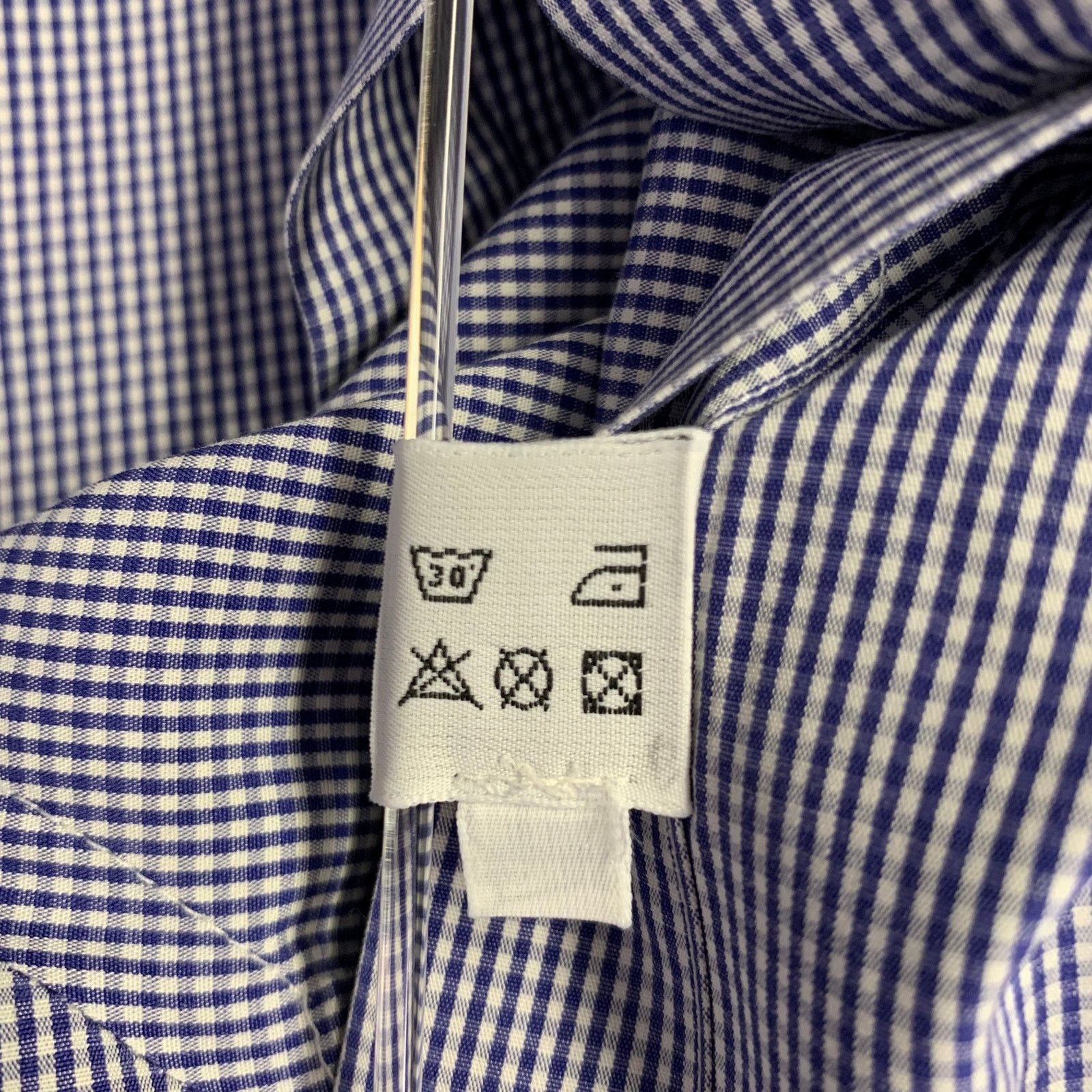 Lanvin LANVIN Size 38 Blue White Gingham Cotton Short Sleeve Shirt Size US S / EU 44-46 / 1 - 7 Thumbnail