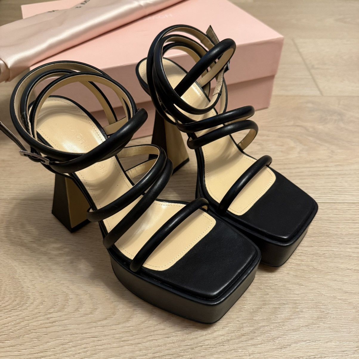 MACH & MACH Nib Mach & Mach Strappy Leather Platform Sandals size 6.5 37 Size US 7 / IT 37 - 2 Thumbnail
