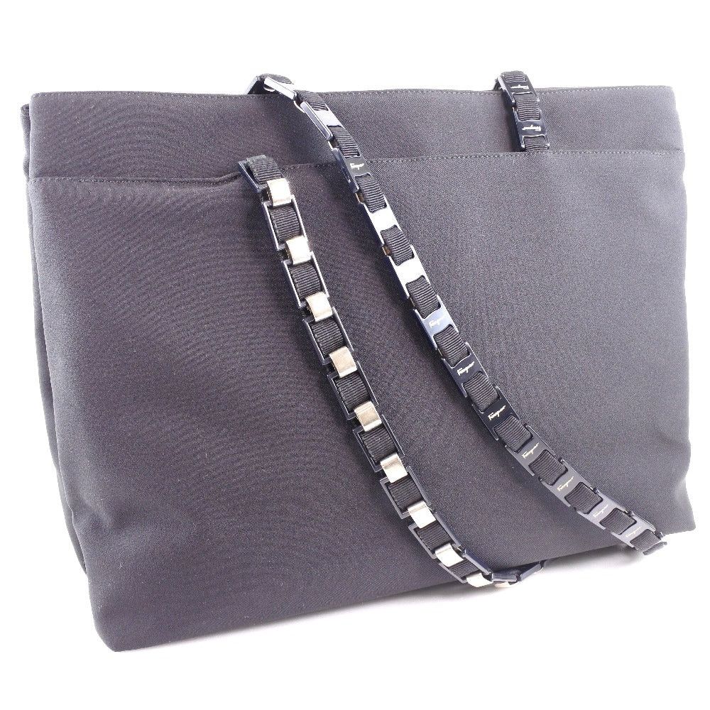 Salvatore Ferragamo Black Canvas Shoulder Bag (Pre-Owned) Size ONE SIZE - 1 Thumbnail