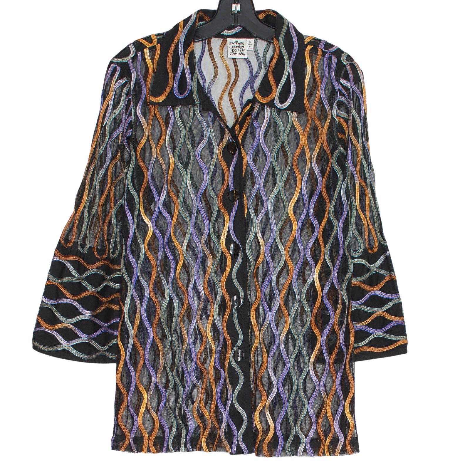 Other Parsley & Sage Abstract Mesh Tunic Top Artsy Button Up S Size S / US 4 / IT 40 - 1 Thumbnail