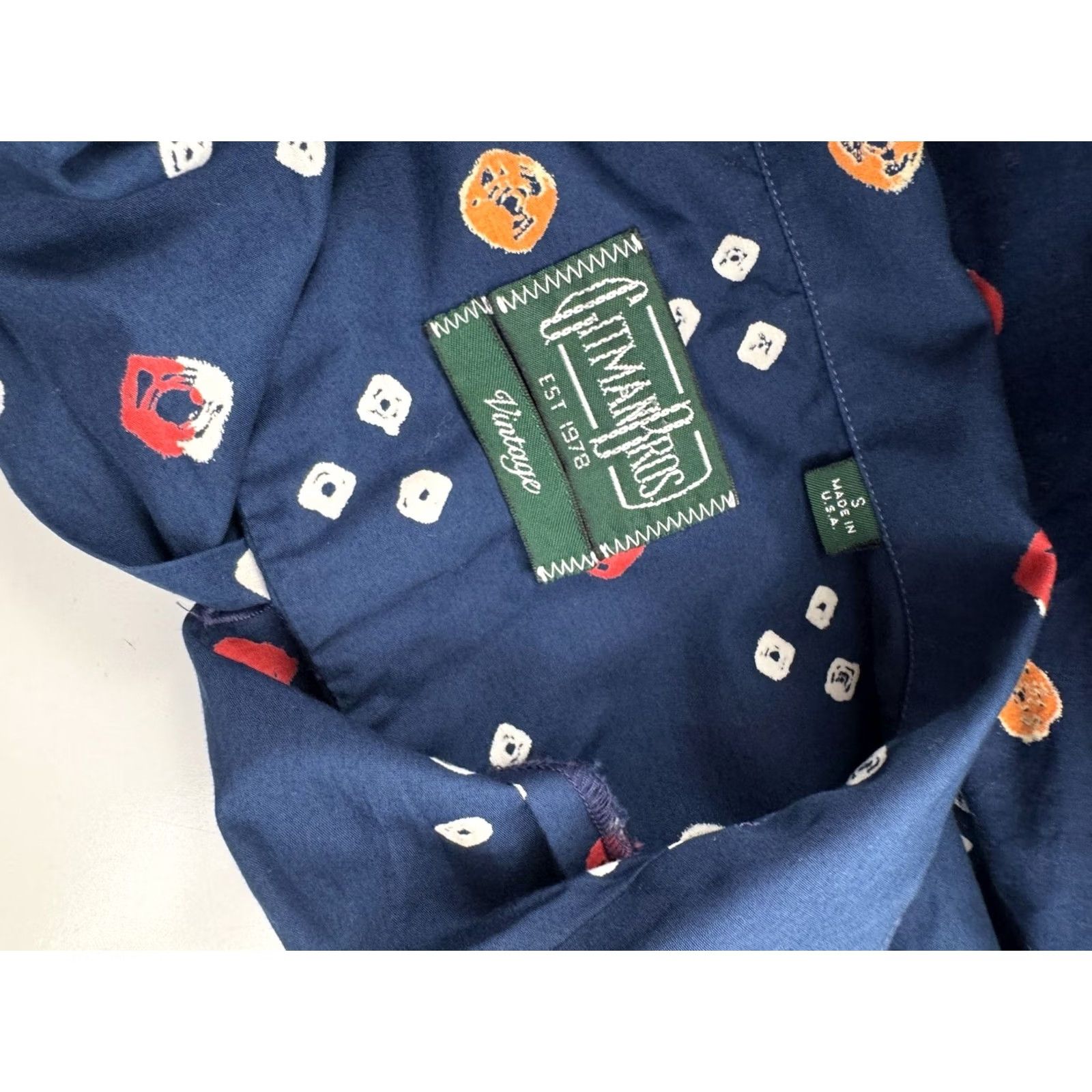 Vintage GITMAN BROS Geometric Mens S Shirt USA Vintage Button-Up Short Sleeve Blue Size S Size US S / EU 44-46 / 1 - 4 Thumbnail