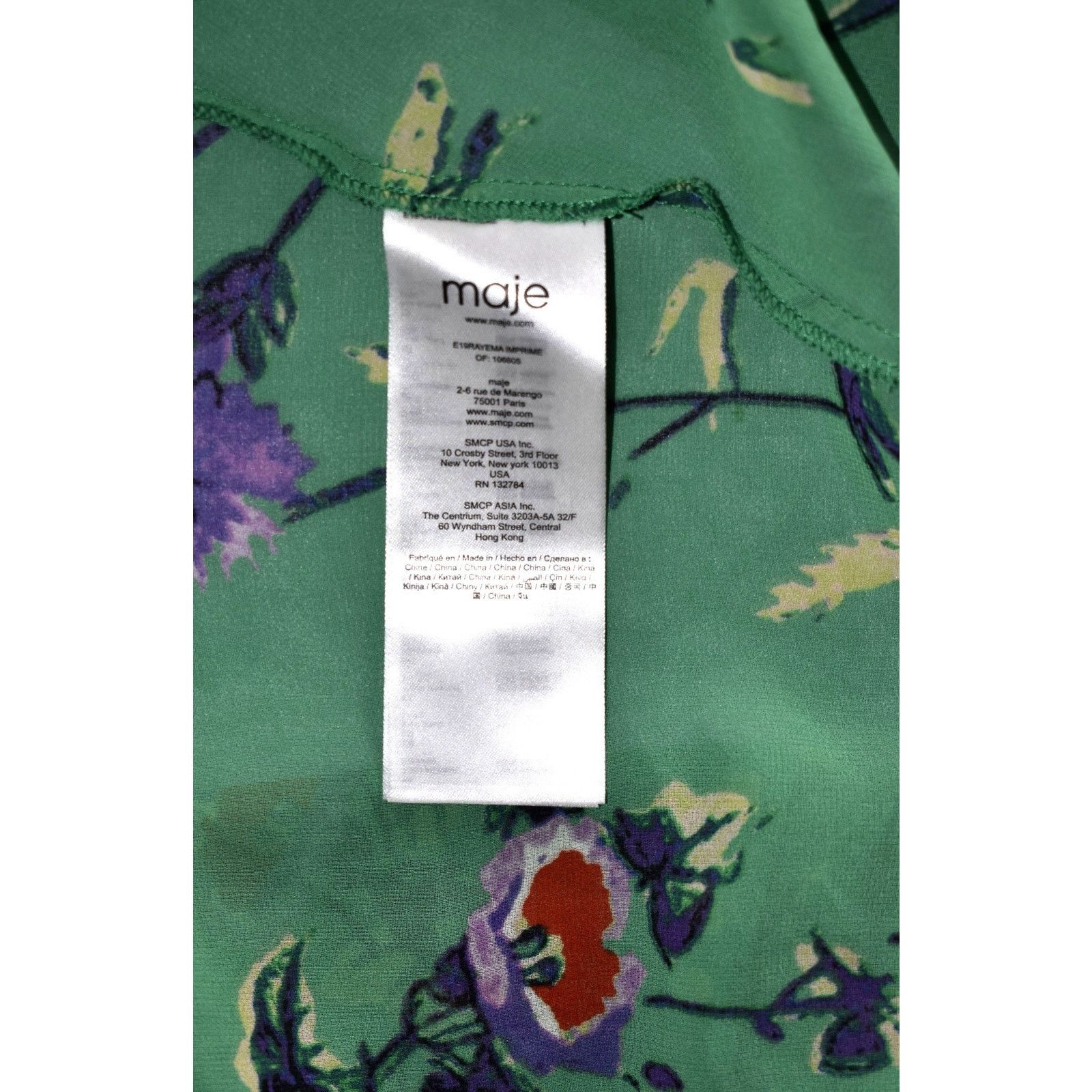Maje MAJE Green Floral Slip Liner Handkerchief Hem Midi Dress S 1 Size S / US 4 / IT 40 - 9 Thumbnail
