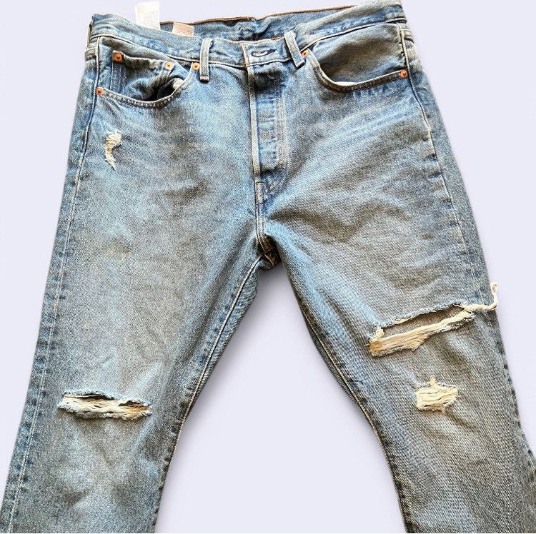 Levi's Vintage Clothing Levi’s 501 Distressed Light Blue Denim Jeans Size US 32 / EU 48 - 2 Thumbnail