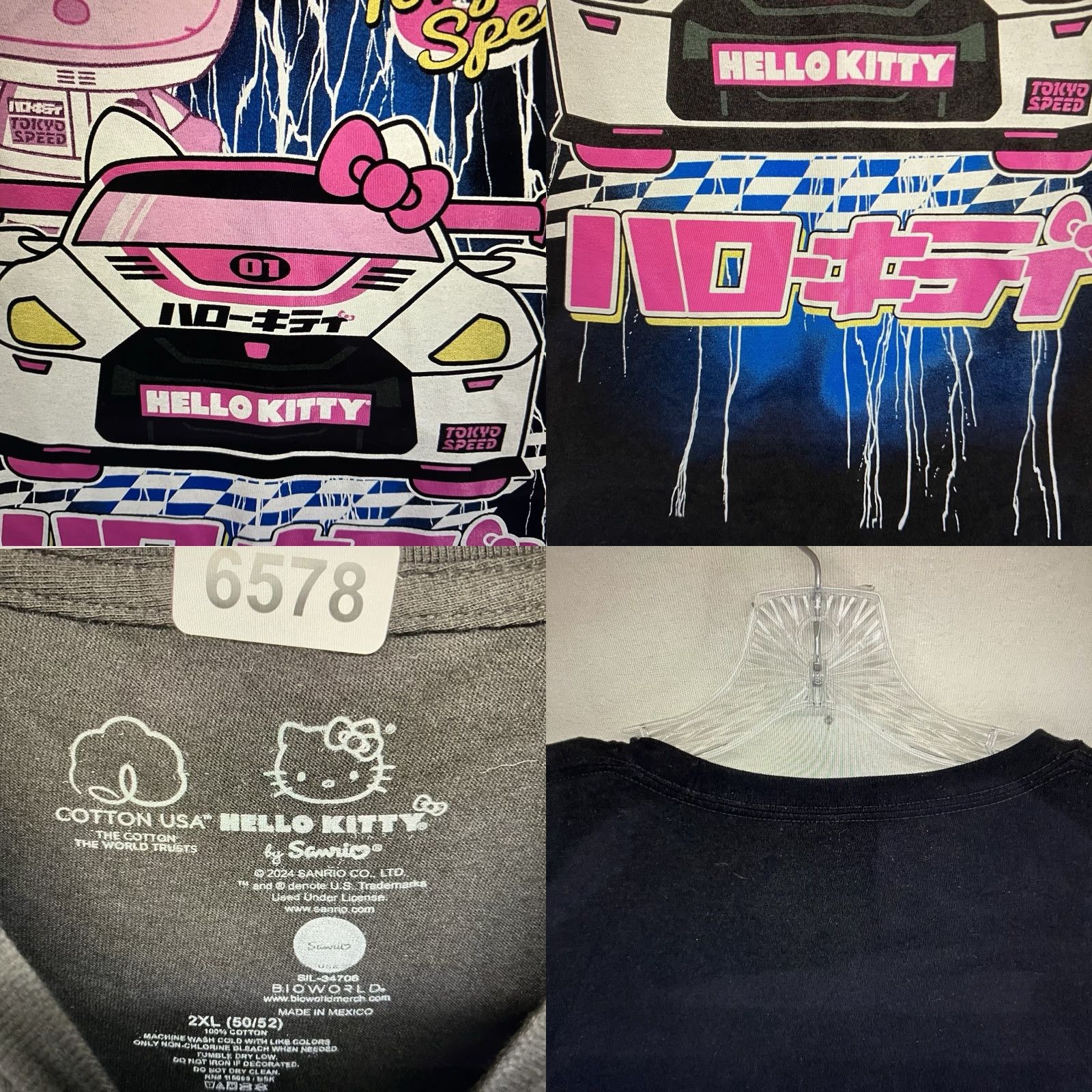 Vintage VINTAGE Sanrio Hello Kitty T-Shirt Unisex Adults 2XL Black Graphic Print Speed Racer 2020s Size US XXL / EU 58 / 5 - 8 Thumbnail