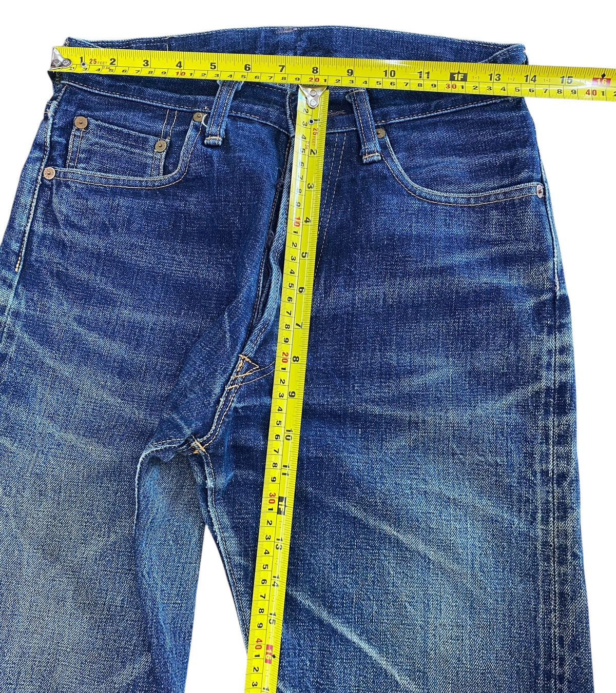 Denime Denime X Selvage Mud Wash Whiskered Style Straight Leg Jeans Size US 28 / EU 44 - 6 Thumbnail