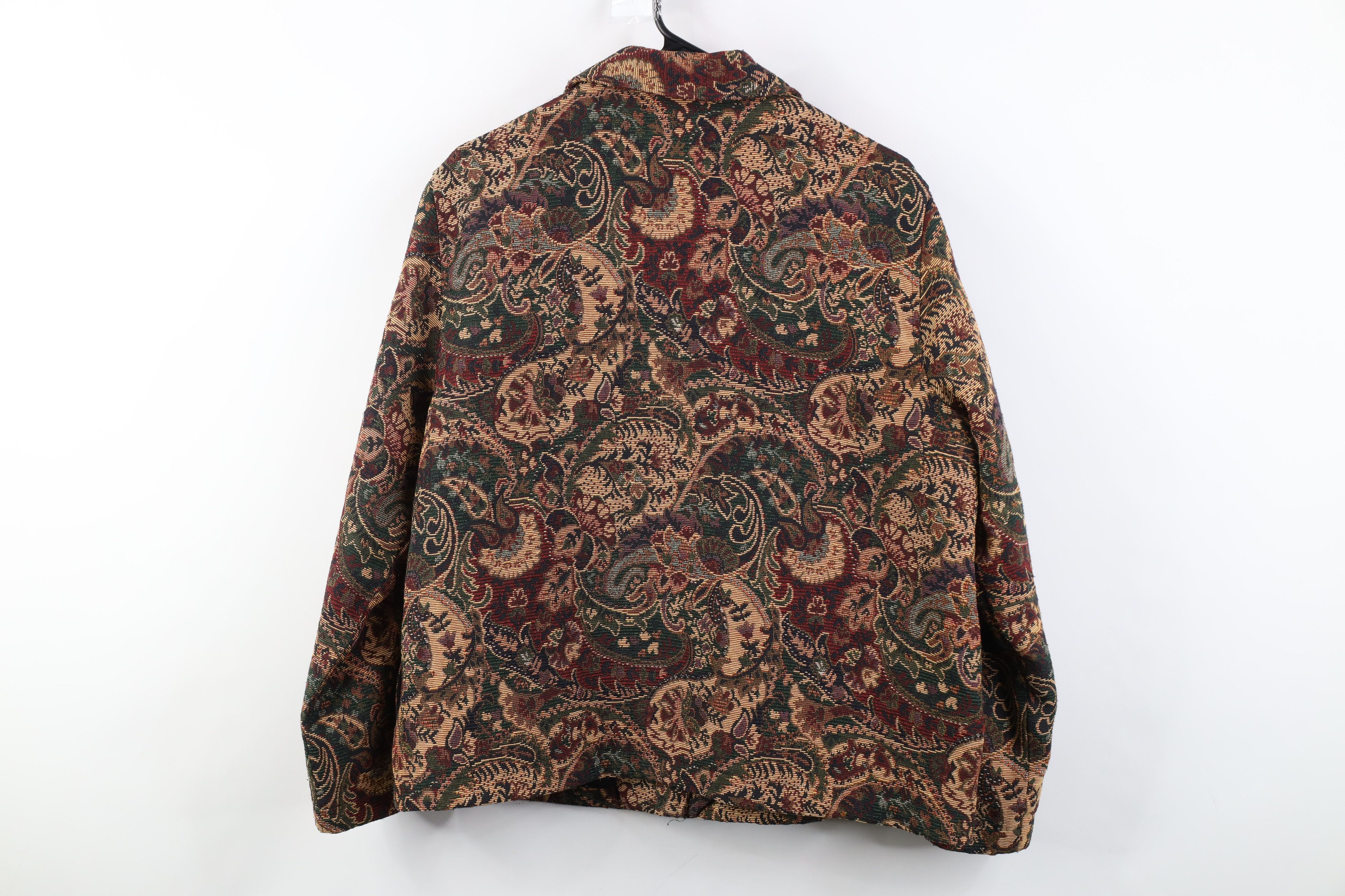 Vintage Vintage 90s Streetwear Tapestry Flower Paisley Jacket Size L / US 10 / IT 46 - 10 Thumbnail